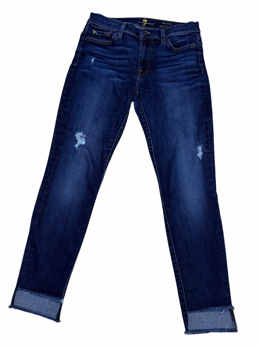 7 For All Mankind The Ankle Skinny Distressed Jeans sz 28